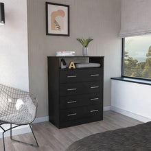 Load image into Gallery viewer, Wood Four Drawer Dresser - Black
