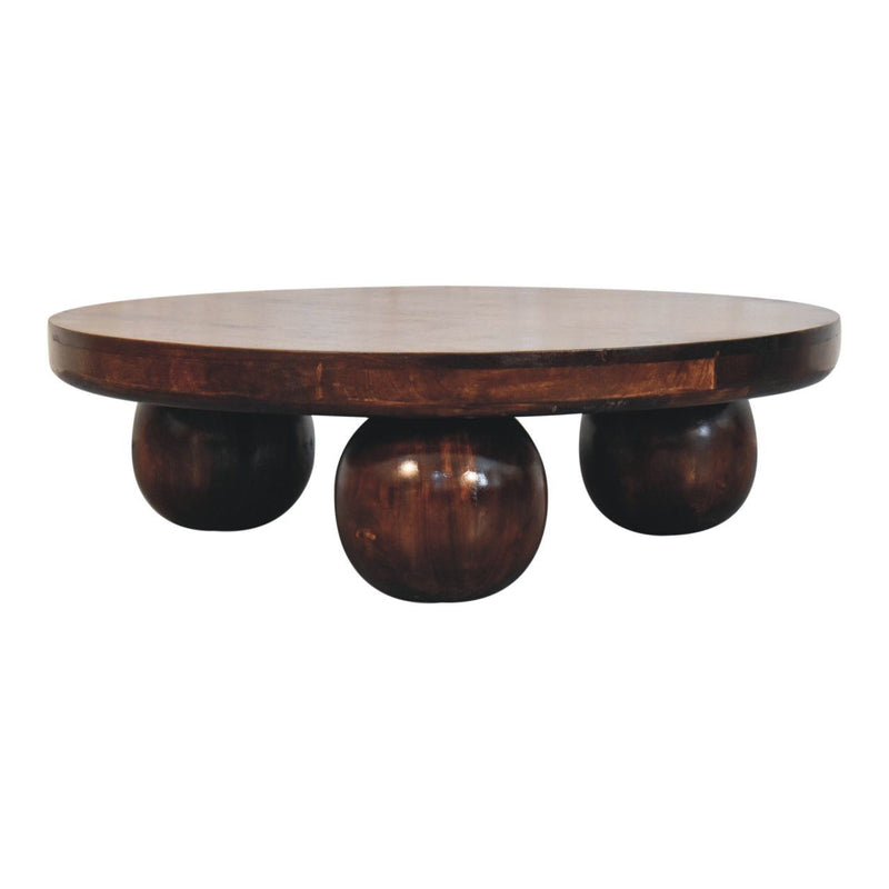 Solid Wood Round Coffee Table - Walnut