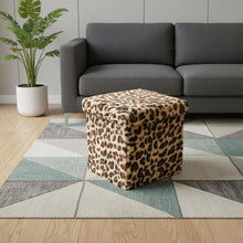 Load image into Gallery viewer, Plastic Animal Print Storage Ottoman - Beige / Brown

