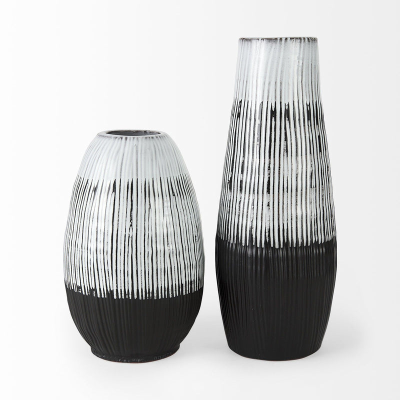 Abstract Cylinder Table Vase (397507) - Black / Gray / White
