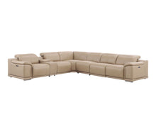 Load image into Gallery viewer, Leather Modular L-Shaped Seven Piece Corner Sectional With Console - Beige
