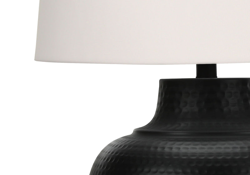 Metal Urn Table Lamp With Cream Empire Shade - Black