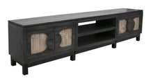 Load image into Gallery viewer, Solid Wood Cabinet Enclosed Storage Distressed TV Stand - Black
