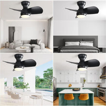 Load image into Gallery viewer, 23" Bedroom Ceiling Fan With 3 Color Dimmable 3 ABS Blades Remote Control Dc Motor With 18W Led Light
