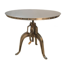Load image into Gallery viewer, Adjustable Height Antiqued Nickel Three Leg Base Round Top Dining Table - Pearl Silver
