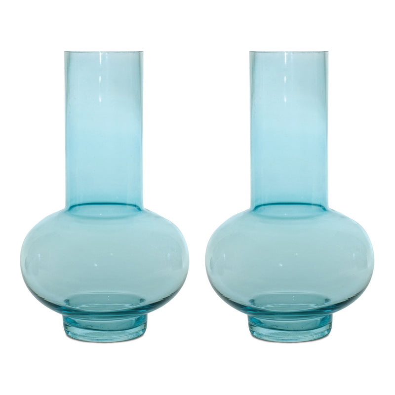 Round Table Vases (Set of 2) - Aqua