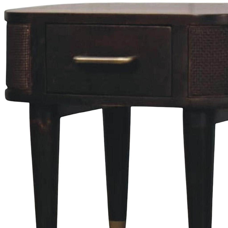 18" Solid Wood Round One Drawer Nightstand - Mocha