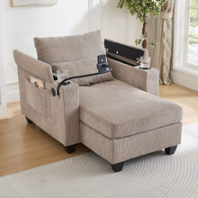 Load image into Gallery viewer, Convertible Chaise Lounge Sofa Chair With USB Ports, Cup Holders, Phone Holder And Storage
