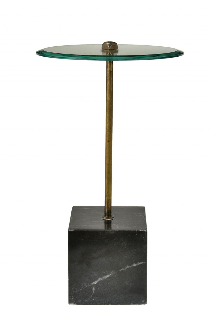 22" Glass Round End Table - Black And Clear