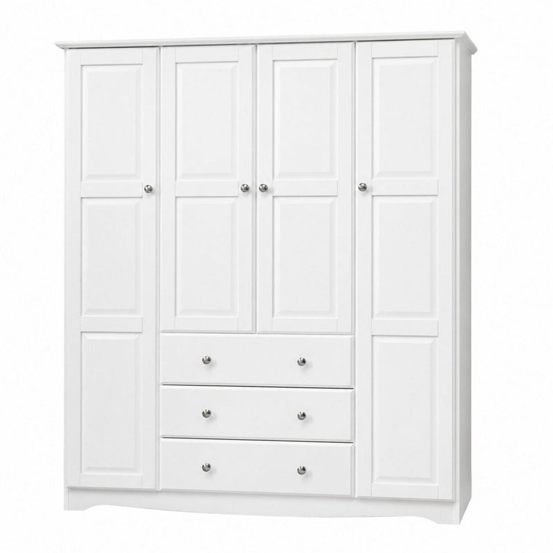 Solid Wood Four Door Three Drawer Combo Dresser (762937) - White