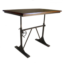 Load image into Gallery viewer, 48" Solid Wood And Iron Trestle Base Dining Table - Brown
