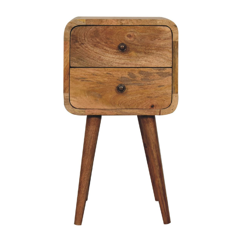 22" Solid Wood Square Two Drawer Nightstand - Oak