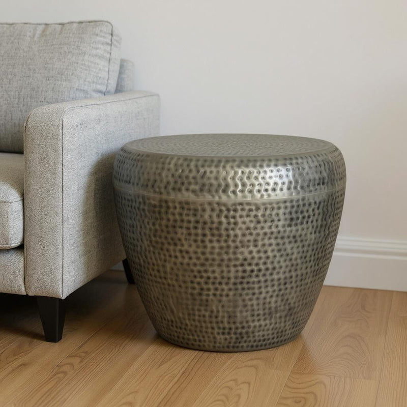18" Metal Round End Table - Silver