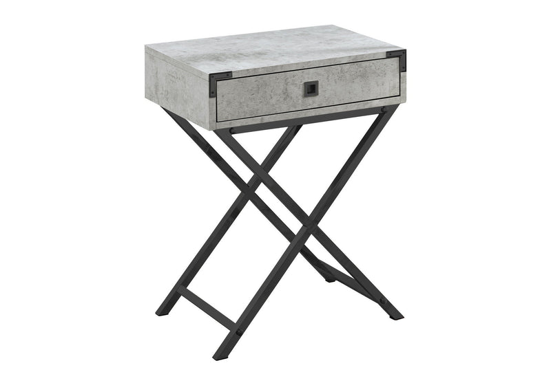 24" Wood And Metal End Table With Drawer - Black And Gray