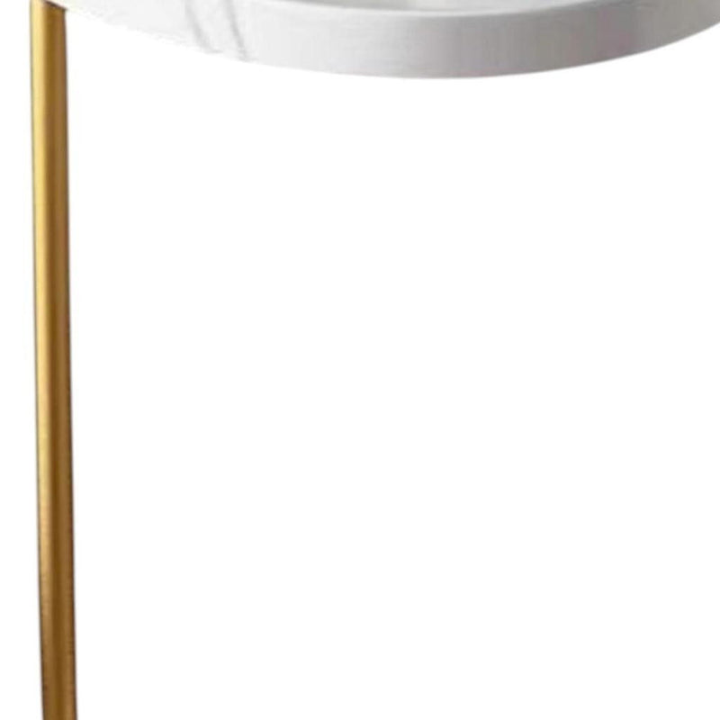 Faux Marble Metal Oval End Tables (Set of 2) - White / Gold