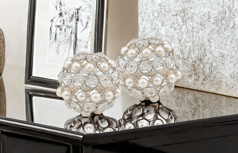 Decorative Orbs (Set of 2) (480013) - Silver / Clear