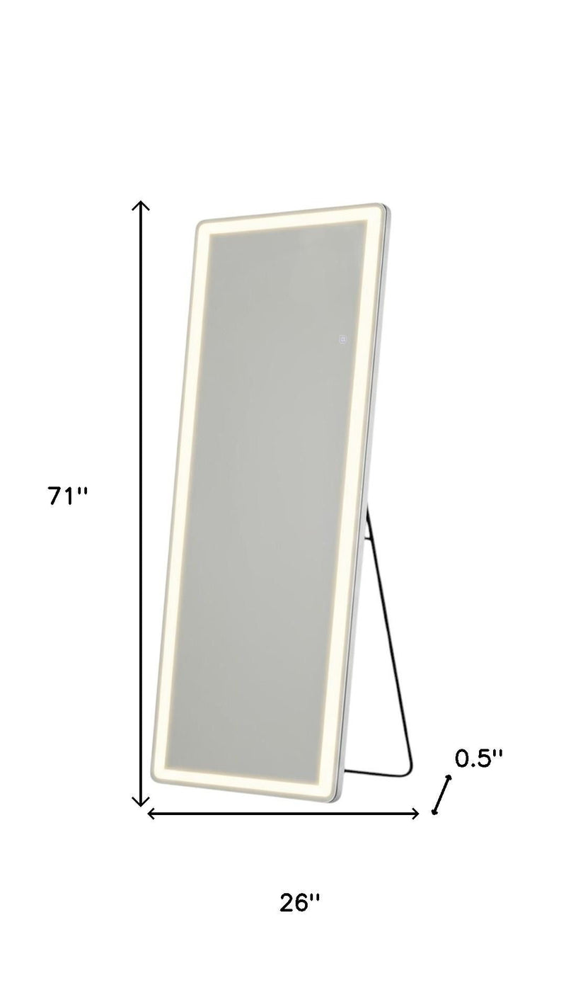 71" Lighted Freestanding And Wall Mount Frameless Full Length Mirror - Clear