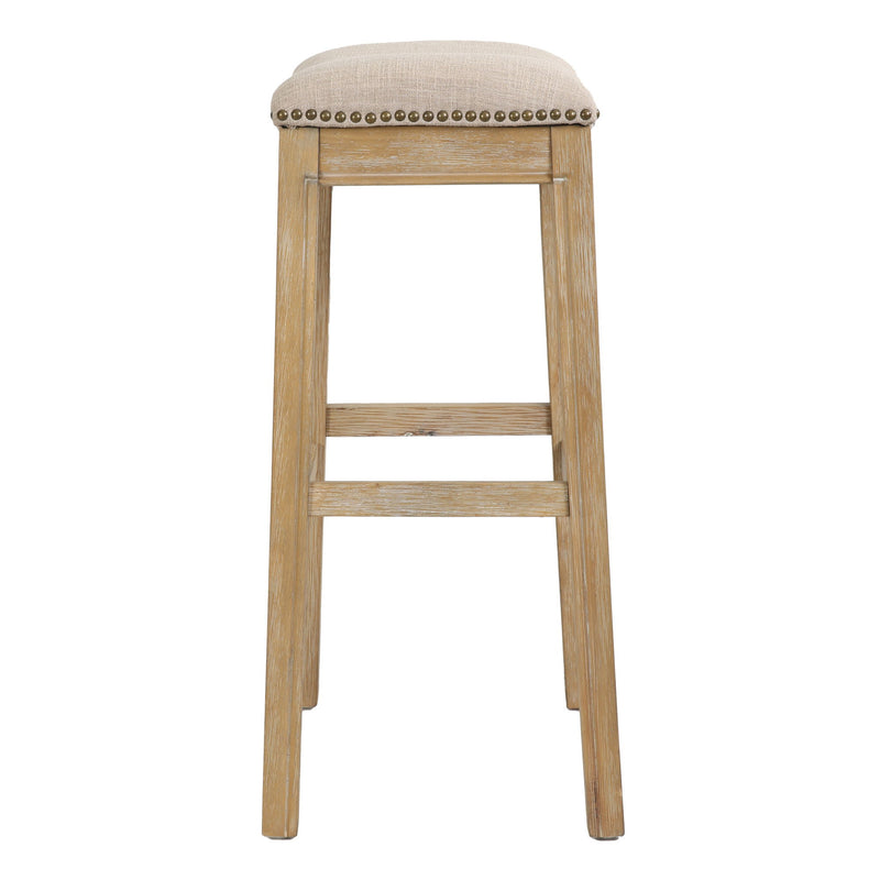 Solid Wood Backless Bar Height Bar Chair - Linen And Natural