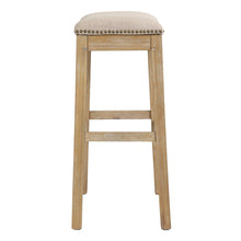 Load image into Gallery viewer, Solid Wood Backless Bar Height Bar Chair - Linen And Natural
