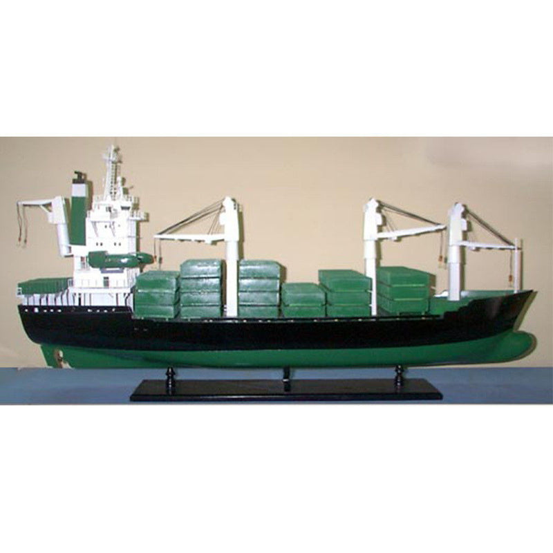 Hand Painted Model Boat - Black / Green
