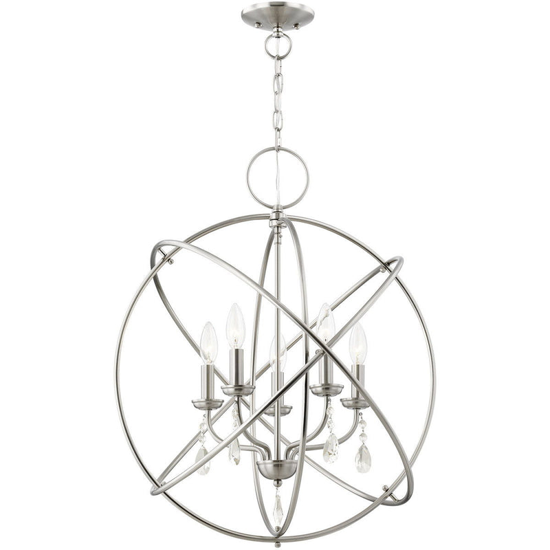 27" 5 Light Dimmable Chandelier With Shades - Nickel