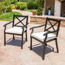 Load image into Gallery viewer, Outdoor Dining Chair Set With Water Resistant Cushions - Black / Ivory
