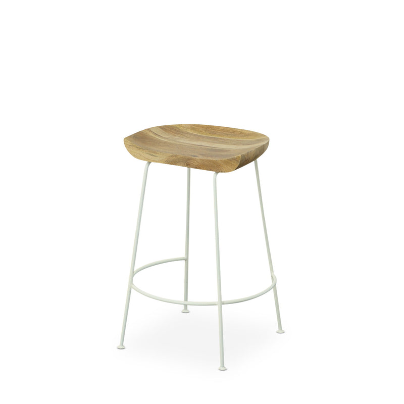 25" Steel Backless Counter Height Bar Chairs (Set of 2) - Natural And White