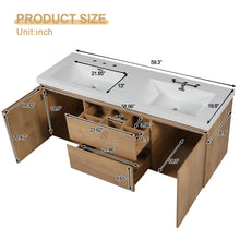 Load image into Gallery viewer, Double Sink Bathroom Vanity, Cabinet &amp; Soft Close Doors, Divided Drawers, Wall Mounted Storage - Wood

