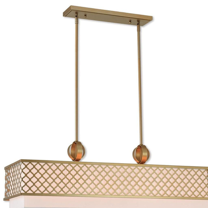 Nine Light Dimmable Chandelier With Shades - Gold / Off White