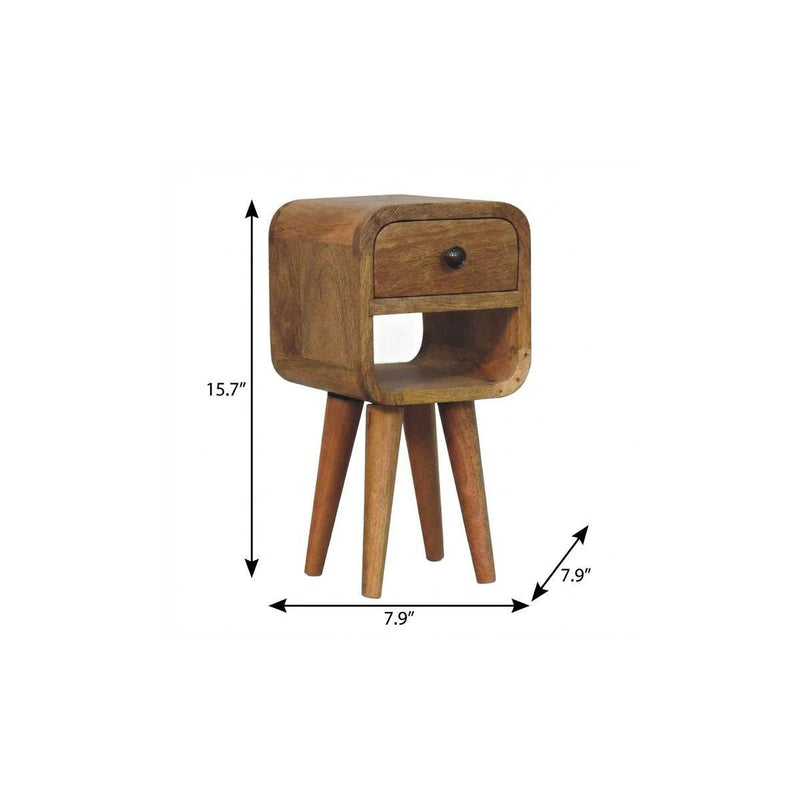 Wood Square One Drawer Nightstand - Oak