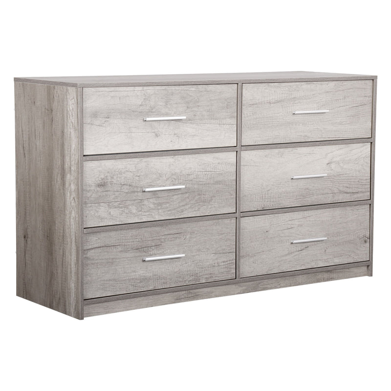 Wood Six Drawer Dresser - Gray