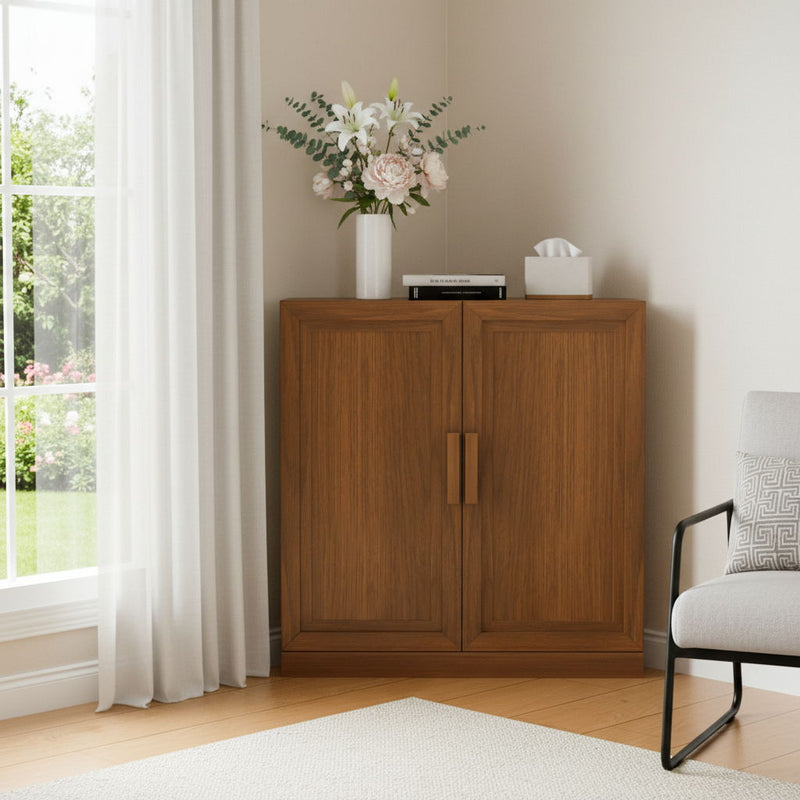 Wood Corner Accent Cabinet - Walnut