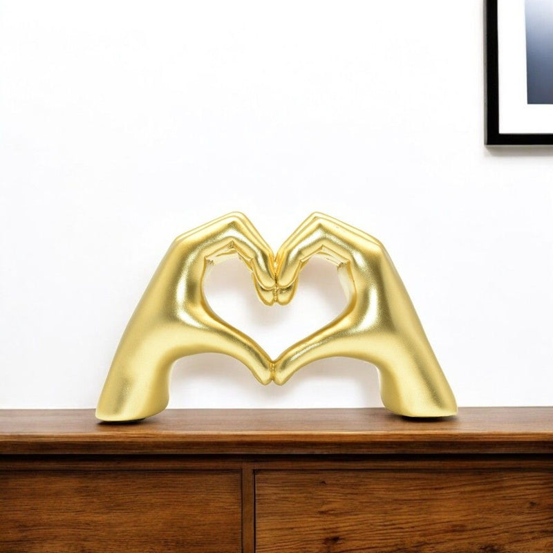 Heart Hands Tabletop Sculpture - Gold