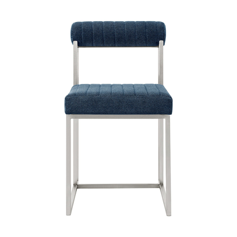 Upholstered Polyester Open Back Dining Side Chairs (Set of 2) - Blue