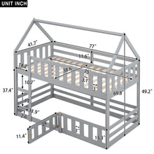 Load image into Gallery viewer, Twin Over Twin House Bunk Bed With Fence And Door
