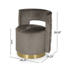 Load image into Gallery viewer, Modern Glam Swivel Arm Chair With Velvet Upholstery And Copper Base - Gray

