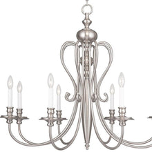 Load image into Gallery viewer, 32" Eight Light Dimmable Chandelier With Shades - Nickel
