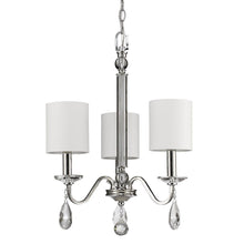 Load image into Gallery viewer, Candle Style Three Light Metal And Crystals Dimmable Chandelier With White Shades - Silver / White
