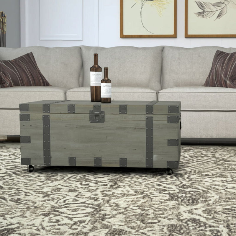 22" Reclaimed Wood Distressed Trunk Coffee Table - Brown