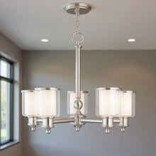 Load image into Gallery viewer, 21'' 5 Light Dimmable Chandelier With Shades - Nickel

