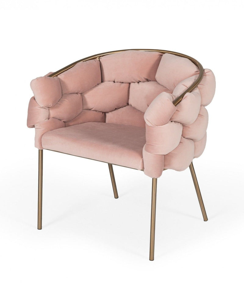 Upholstered Fabric Dining Arm Chair - Pink