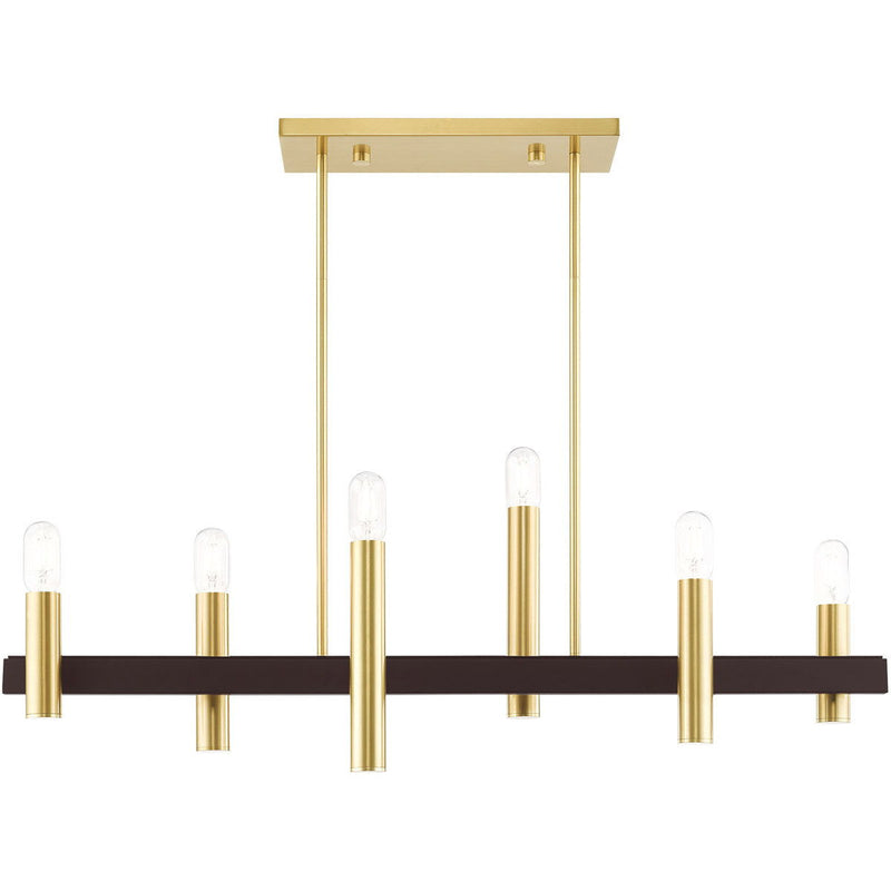Six-Light Dimmable Chandelier With Shades - Bronze