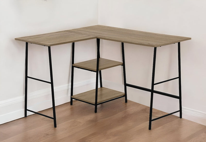 42" L Shape Computer Desk - Taupe And Black