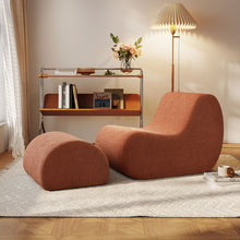 Load image into Gallery viewer, Curved Lounge Chair With Ottoman And High Resilience Foam
