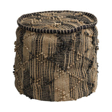 Load image into Gallery viewer, Jute Cylindrical Pouf With Popcorn Stich - Tan
