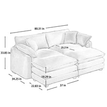 Load image into Gallery viewer, Modern Oversized Modular Cushion Sofa With Ottoman, Low Back, Deep Seating Sofa Set
