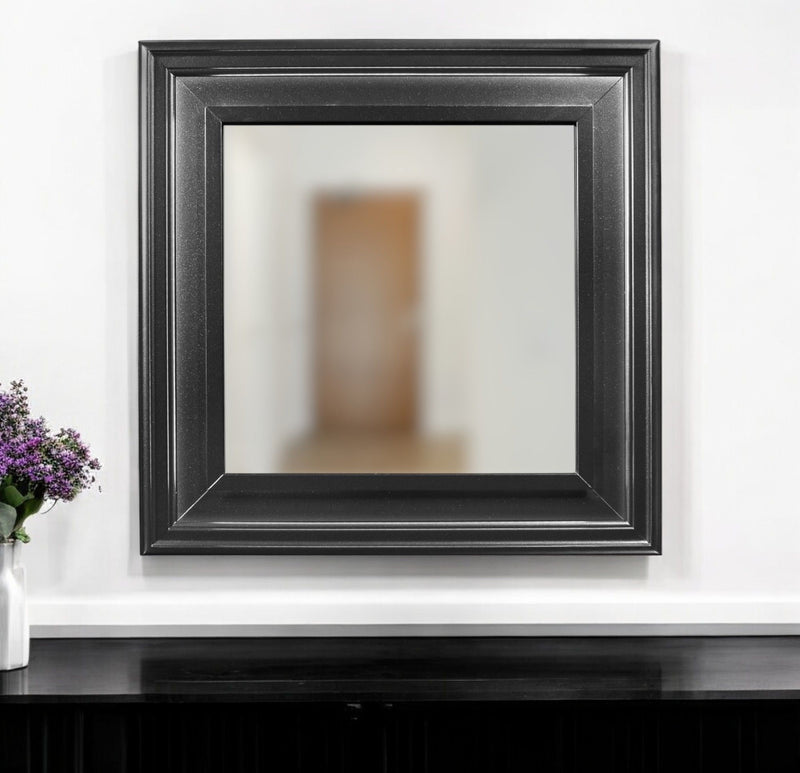 38" Square Framed Accent Mirror - Gray