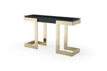 Load image into Gallery viewer, Glass Pedestal Console Table - Black And Gold
