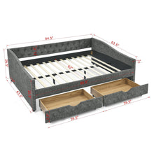 Load image into Gallery viewer, Upholstered Tufted Daybed With 2 Drawers, Waved Arms
