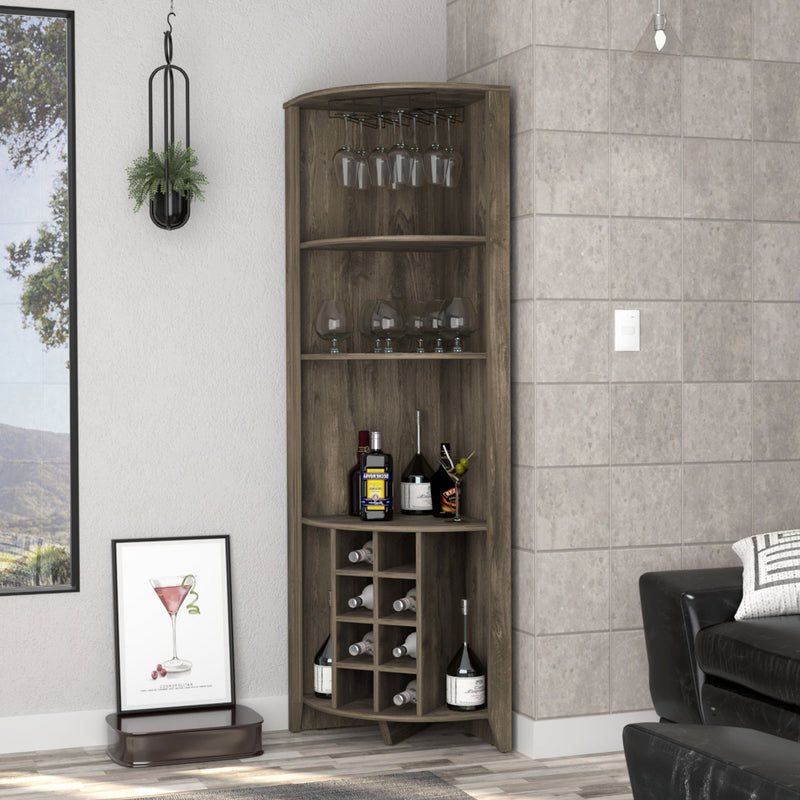 71" Wood Corner Bar Cabinet - Gray